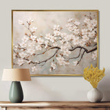 Minimalism White And Grey Cherry Blossom III - Floral Canvas Wall Art