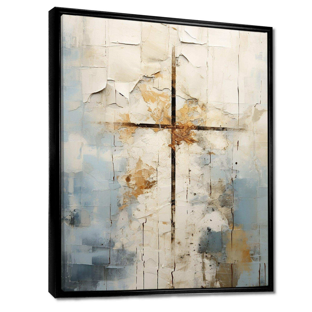 Idesignart beige christianity cross of jessus ii spiritual canvas wall art