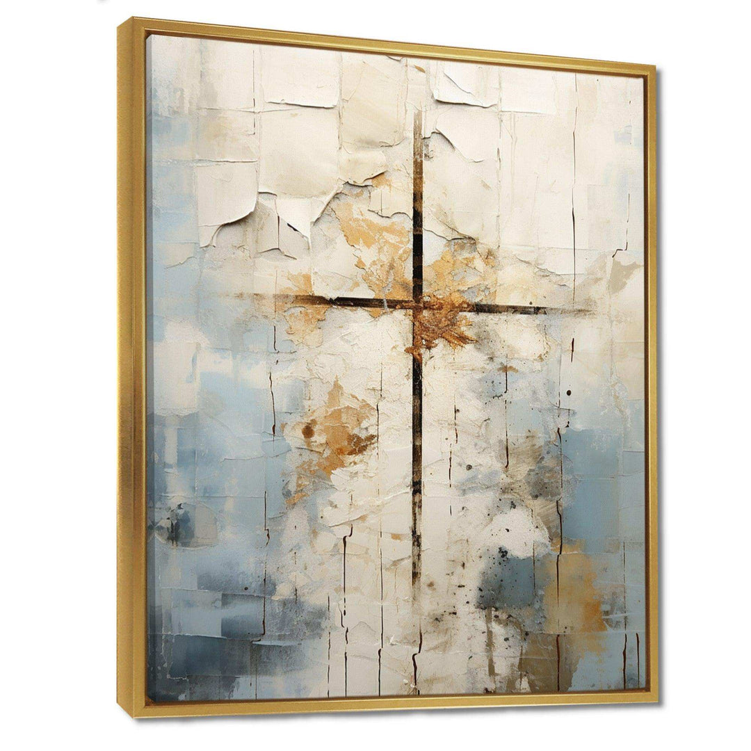 Idesignart beige christianity cross of jessus ii spiritual canvas wall art