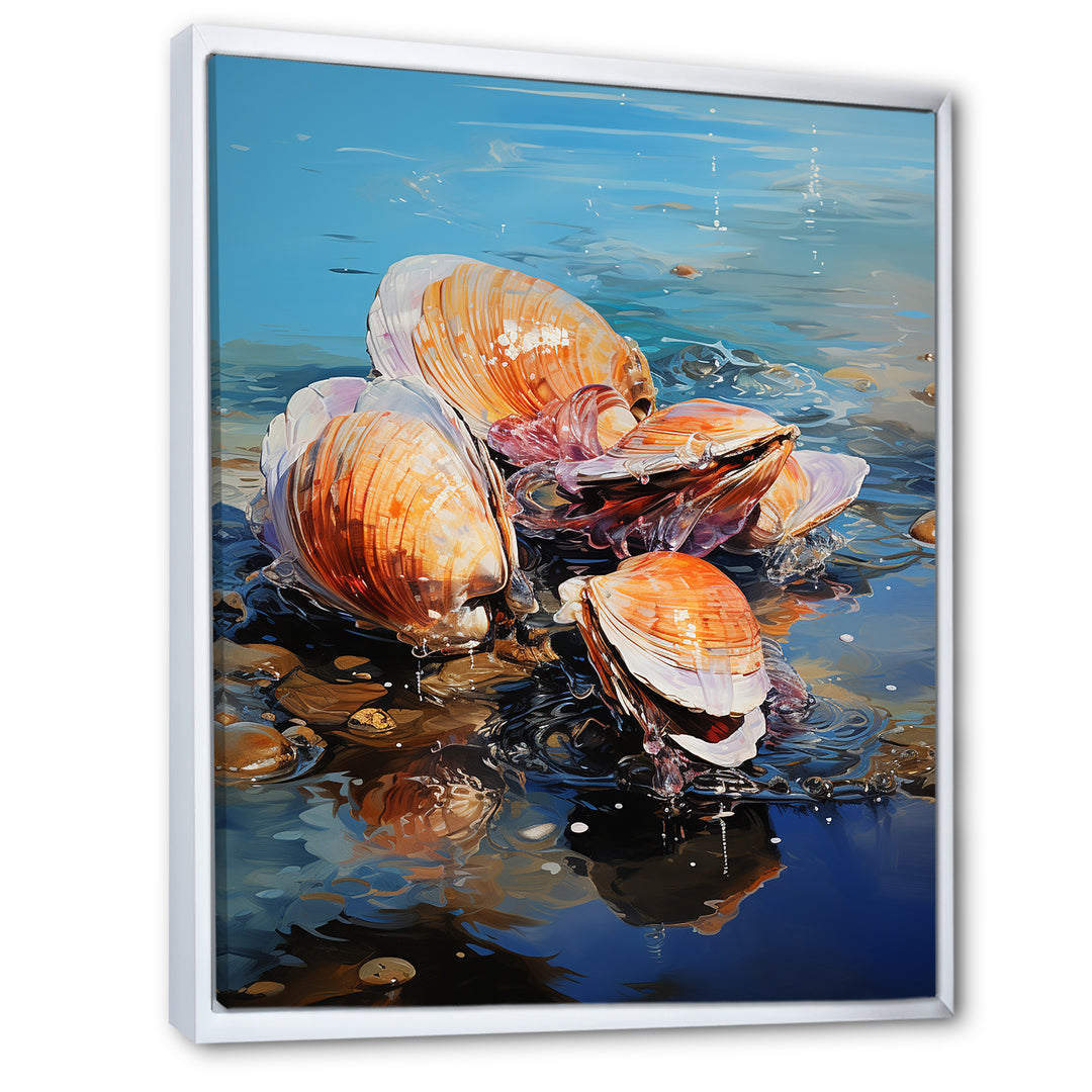 Bold Brushstrokes Of Clam On Beach - Clam Canvas Wall Art