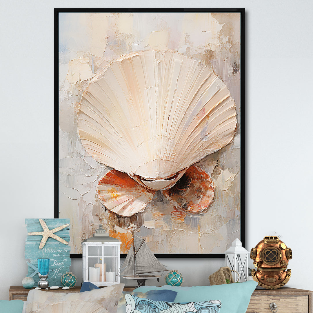 Minimalism Beige Clam Beauty - Clam Wall Art Prints