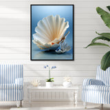 Monochromatic Misty Grey Clam - Gray Clam Wall Art