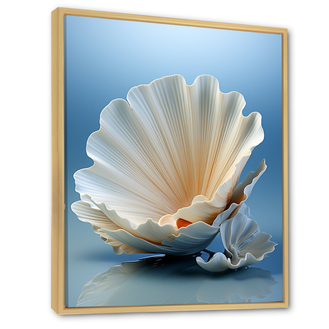 Monochromatic Misty Grey Clam - Gray Clam Wall Art