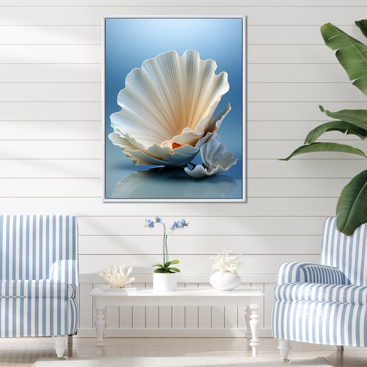 Monochromatic Misty Grey Clam - Gray Clam Wall Art