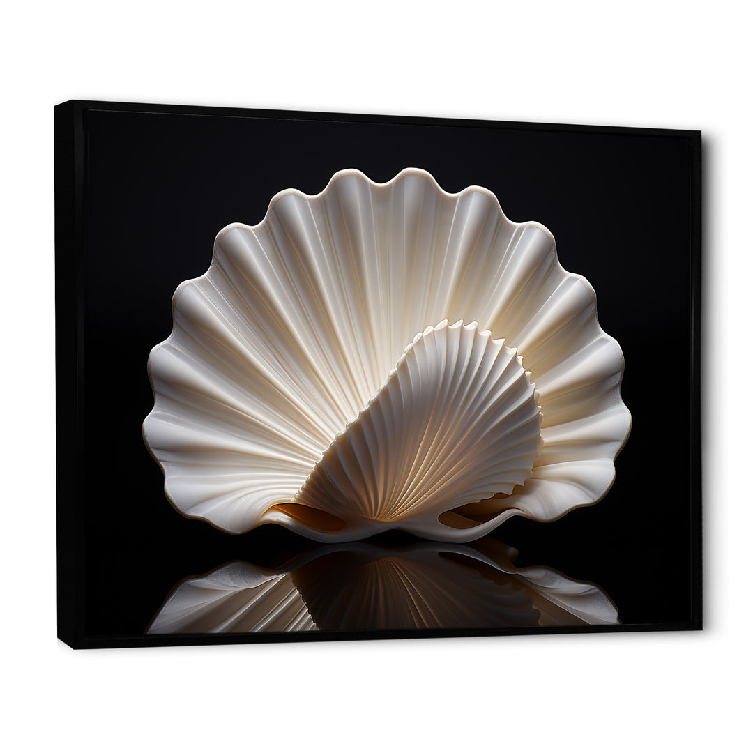 Monochrome Clam Deep Charcoal Ocean - White Clam Wall Art