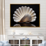 Monochrome Clam Deep Charcoal Ocean - White Clam Wall Art