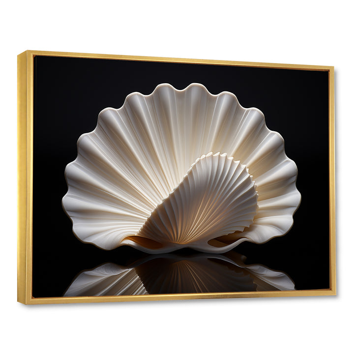 Monochrome Clam Deep Charcoal Ocean - White Clam Wall Art