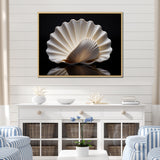 Monochrome Clam Deep Charcoal Ocean - White Clam Wall Art