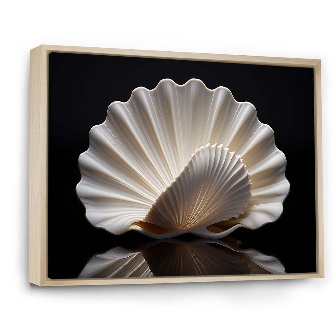 Monochrome Clam Deep Charcoal Ocean - White Clam Wall Art