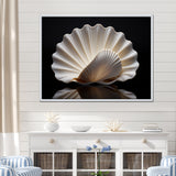Monochrome Clam Deep Charcoal Ocean - White Clam Wall Art