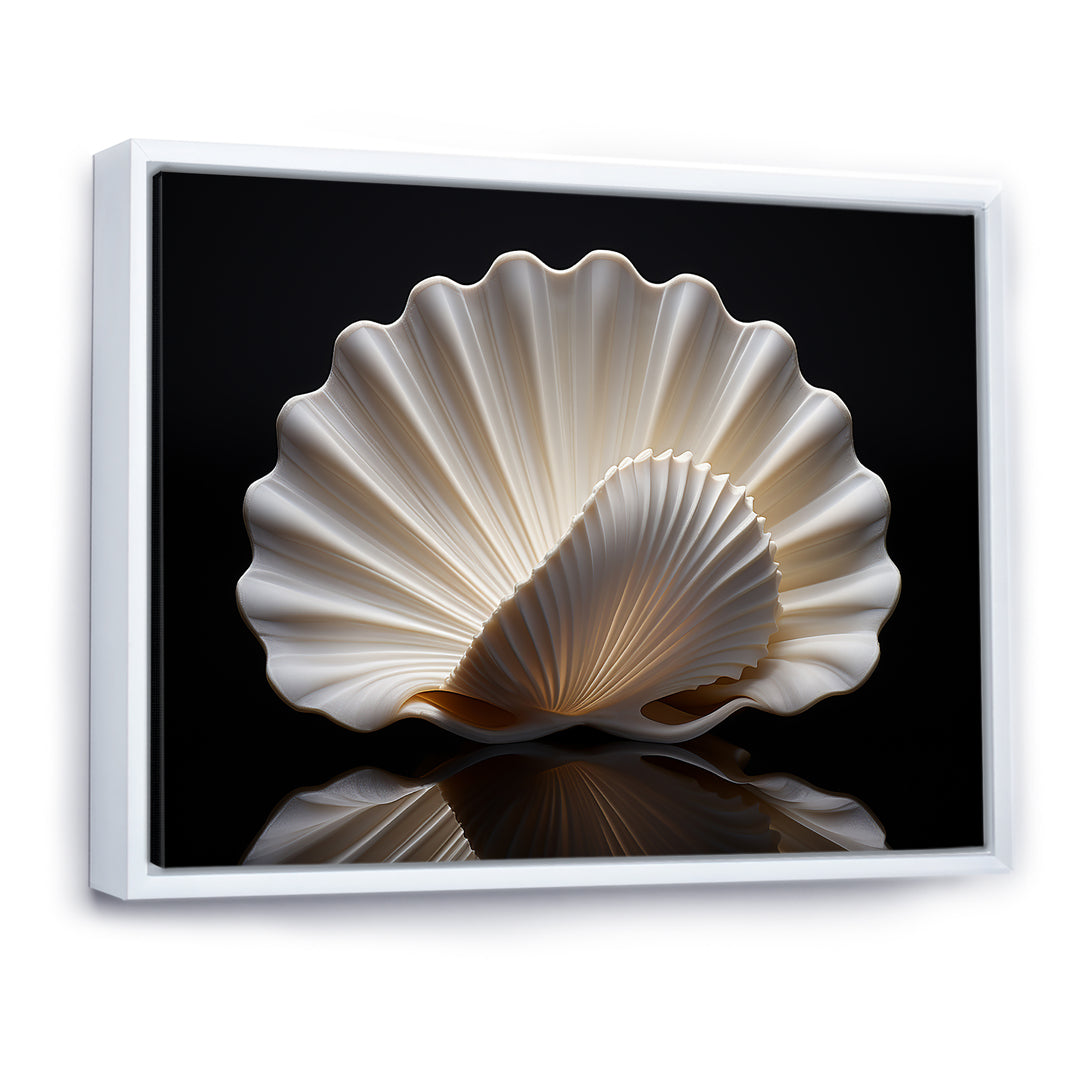 Monochrome Clam Deep Charcoal Ocean - White Clam Wall Art