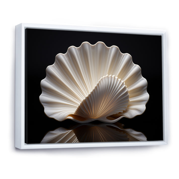 Monochrome Clam Deep Charcoal Ocean - White Clam Wall Art
