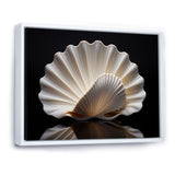 Monochrome Clam Deep Charcoal Ocean - White Clam Wall Art