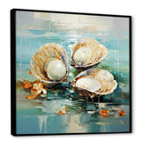 Green Tones Delicate Oyster Beauty - Clam Living Room Wall Art