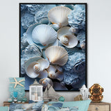 White Blue Tones Delicate Oyster Beauty - Clam Canvas Wall Art