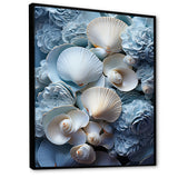 White Blue Tones Delicate Oyster Beauty - Clam Canvas Wall Art