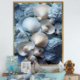 White Blue Tones Delicate Oyster Beauty - Clam Canvas Wall Art
