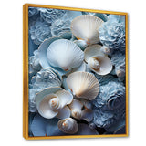 White Blue Tones Delicate Oyster Beauty - Clam Canvas Wall Art