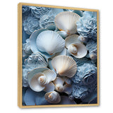 White Blue Tones Delicate Oyster Beauty - Clam Canvas Wall Art