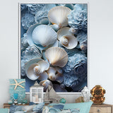 White Blue Tones Delicate Oyster Beauty - Clam Canvas Wall Art
