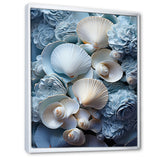 White Blue Tones Delicate Oyster Beauty - Clam Canvas Wall Art