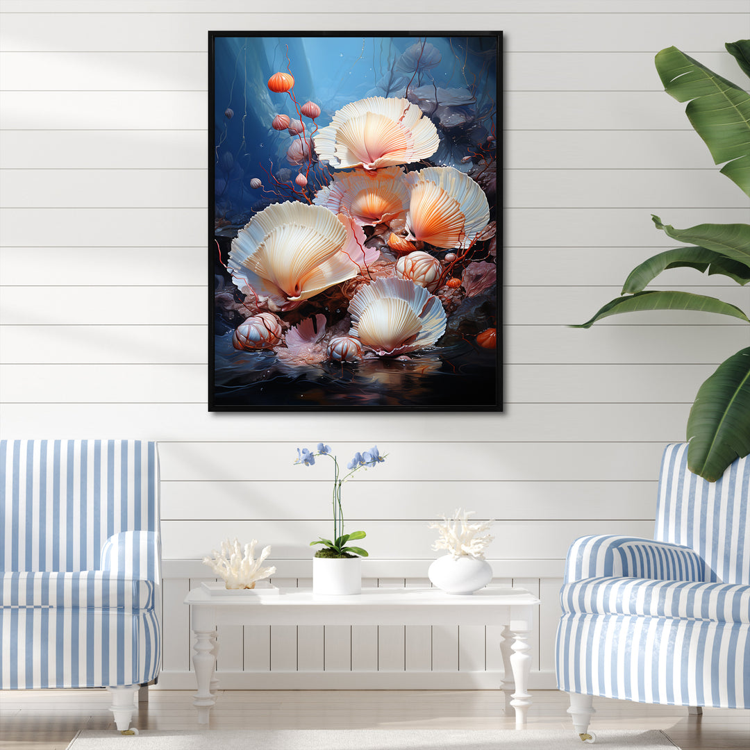 Underwater Dreams Aquatic Clam - Clam Canvas Wall Art