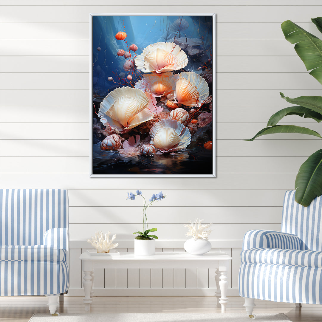 Underwater Dreams Aquatic Clam - Clam Canvas Wall Art