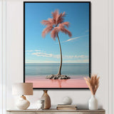 Sea Breeze Blue And Pink Plam Tree I - Coastal Canvas Wall Art