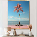 Sea Breeze Blue And Pink Plam Tree I - Coastal Canvas Wall Art