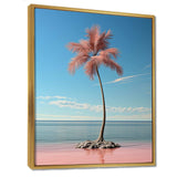 Sea Breeze Blue And Pink Plam Tree I - Coastal Canvas Wall Art