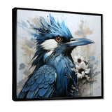 Blue And Black Blue Jay Bird - Animals Canvas Wall Art