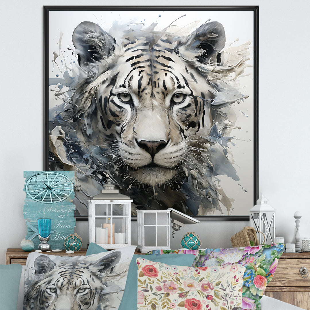 Gray And Beige Eye Of Tiger - Tiger Wall Decor