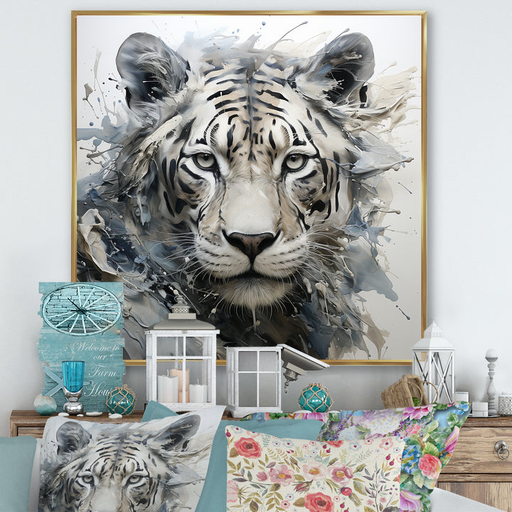Gray And Beige Eye Of Tiger - Tiger Wall Decor