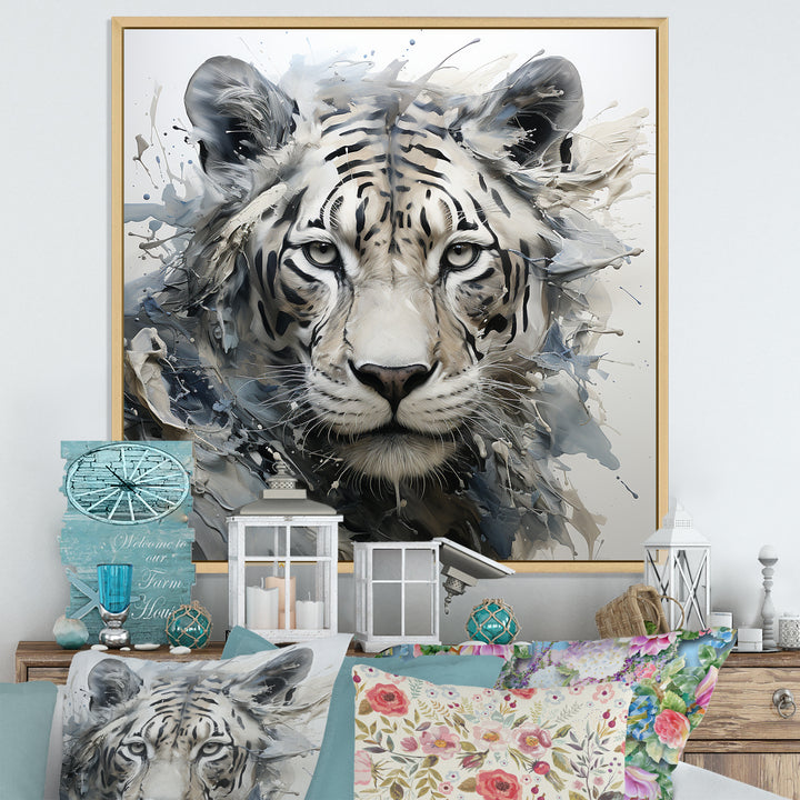 Gray And Beige Eye Of Tiger - Tiger Wall Decor