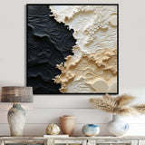 Abstract Cream And Black Liquid Paint - Coastal Canvas Wall Art