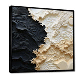 Abstract Cream And Black Liquid Paint - Coastal Canvas Wall Art