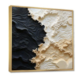 Abstract Cream And Black Liquid Paint - Coastal Canvas Wall Art