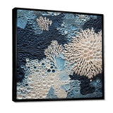 Under Water Blue And White Corals Collage - Coastal Canvas Wall Art