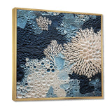 Under Water Blue And White Corals Collage - Coastal Canvas Wall Art