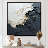 Minimalism Black And White Paint Wave III - Coastal Canvas Wall Art