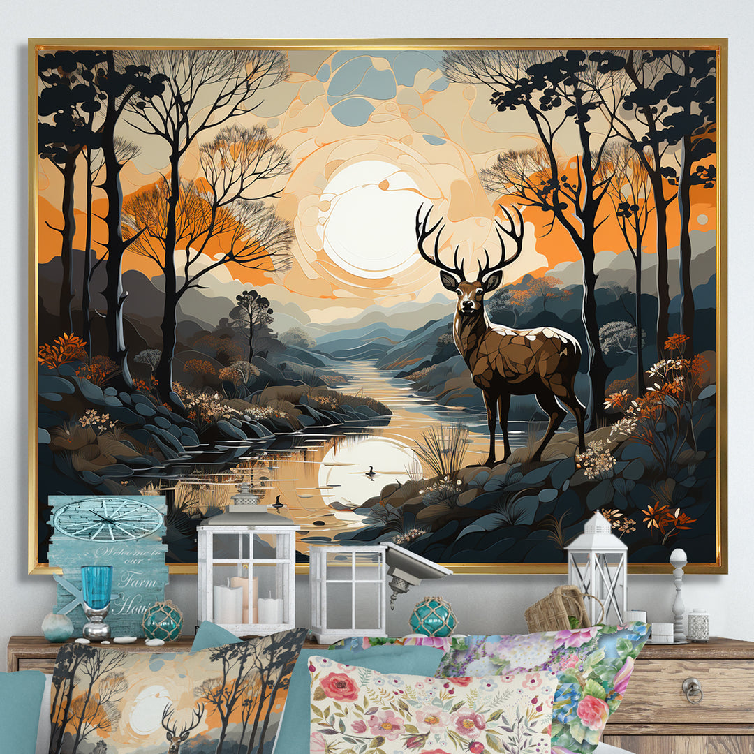 Deer Animal Minimalism Charm - Beige Deer Wall Art