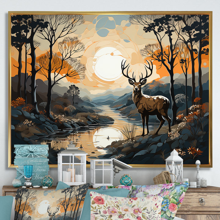 Deer Animal Minimalism Charm - Beige Deer Wall Art