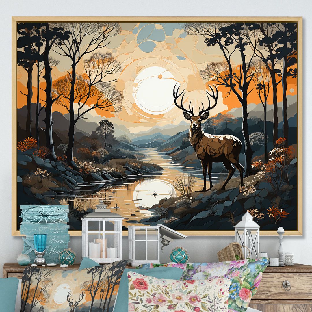 Deer Animal Minimalism Charm - Beige Deer Wall Art