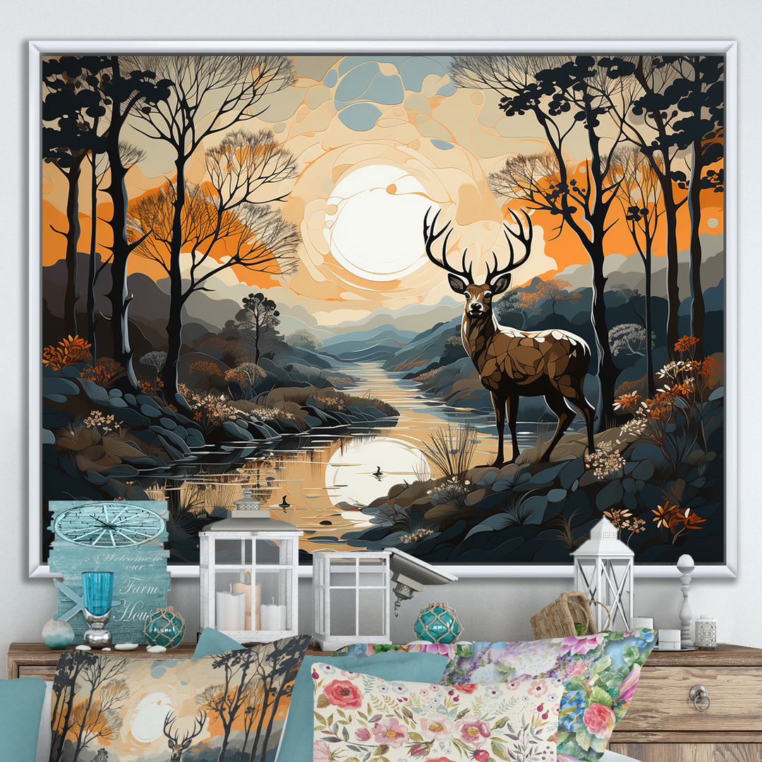 Deer Animal Minimalism Charm - Beige Deer Wall Art