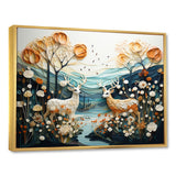 Modern Deer Couple Collage - Blue Deer Wall Art