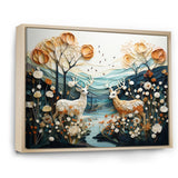 Modern Deer Couple Collage - Blue Deer Wall Art