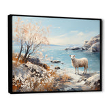 Minimalism Sheep On The Beach - Sheep Framed Canvas Art