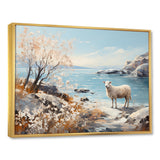 Minimalism Sheep On The Beach - Sheep Framed Canvas Art