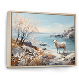 Minimalism Sheep On The Beach - Sheep Framed Canvas Art