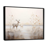 Beige Deer Charm In Winter - Animals Canvas Wall Art